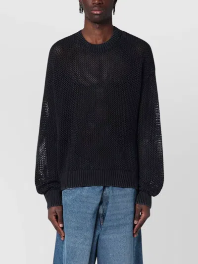 Represent Crew Neck Mesh Knit Sweater In Blue
