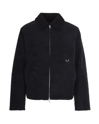 REPRESENT CROPPED BLACK SHEARLING JACKET WITH PLUSH FUR COLLAR