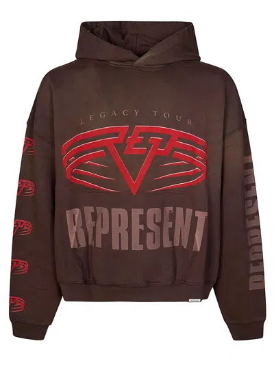 Represent Cropped Silhouette Legacy Tour Hoodie In Brown