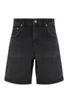 Represent Tailored Stone-washed Denim Bermuda Shorts In Black