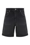 Represent Tailored Stone-washed Denim Bermuda Shorts In Black
