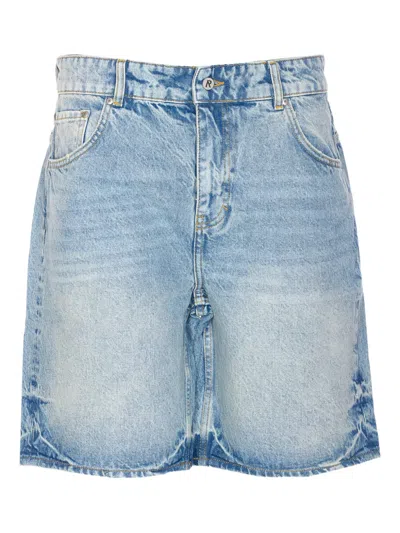 Represent Denim Button-fastening Shorts In Blue