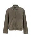 Represent Green Jacket With Classic Collar And Logo Plaque On The Front In Denim Man In Brown