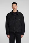 Represent Black Jacket With Classic Collar And Logo Patch On The Pocket In Denim Man In Black