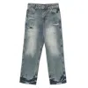 Represent Washed Blue Jeans With Rips