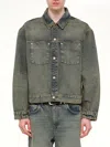 Represent Mens Blue Cream Collared Denim Trucker Jacket In Blue