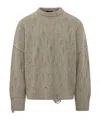 Represent Cable-knit Distressed Crewneck Sweater In Multi
