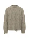 Represent Cable-knit Distressed Crewneck Sweater In Pattern
