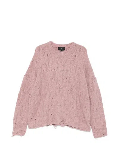 Represent Cable-knit Distressed Wool-blend Jumper In Multi