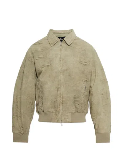 Represent Distressed Cotton Jacket In Green