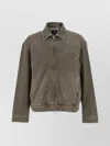 Represent Green Jacket With Classic Collar And Logo Plaque On The Front In Denim Man In Gray