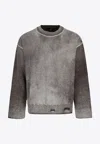 Represent Reversible Wool Sweater With Destroyed Effect In Gray