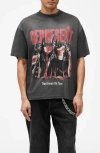 Represent Gray T-shirt With Dream On Tour Print And Short Sleeves For Men In Black