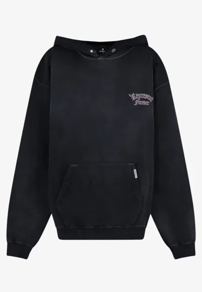Represent Duality Distressed Hooded Sweatshirt In Black