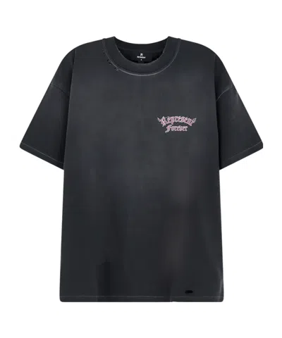 Represent Duality Logo-print Distressed Cotton T-shirt In Black