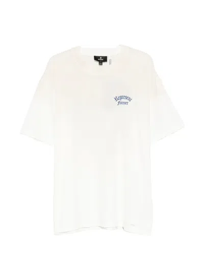 Represent Duality Logo-print Distressed Cotton T-shirt In White