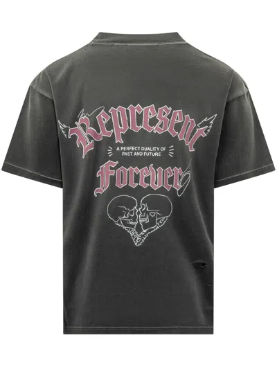 Represent Duality Washed T-shirt In Washed Black