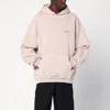 Represent Beige Oversized Hoodie With Snap-button Hood And Logo In Pink