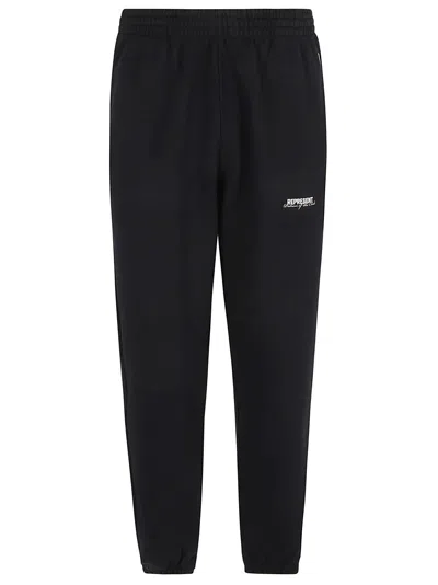 Represent Elastic Waist Logo Embroidery Track Pants In Black