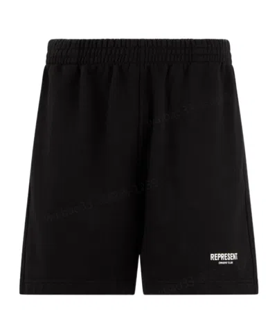 Represent Elastic-waist Cotton Shorts In Black
