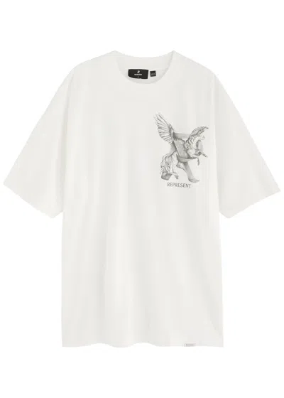 Represent Elegance In Motion Printed Cotton T-shirt In White