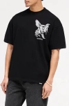 Represent Elegance Unicorn Black Crewneck T-shirt With Logo Print On The Front And Maxi Print On The Rear In C In Jet Black