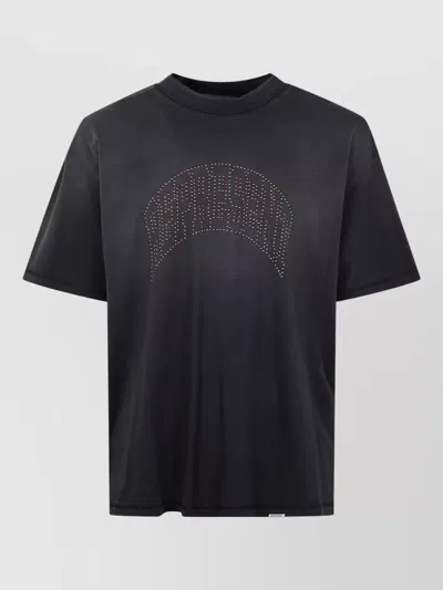 Represent Embellished Cotton T-shirt In Black