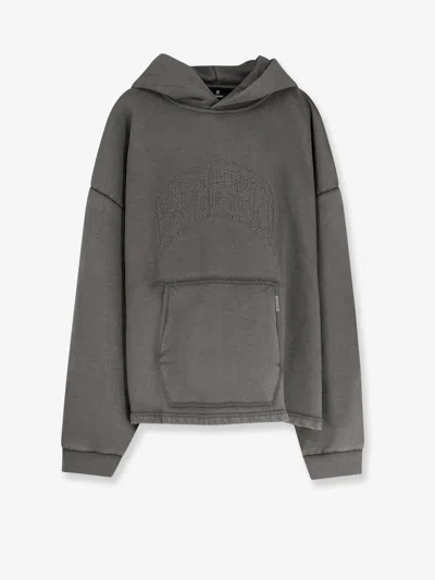 Represent Embellished Hoodie Cotton Sweatshirt In Gray