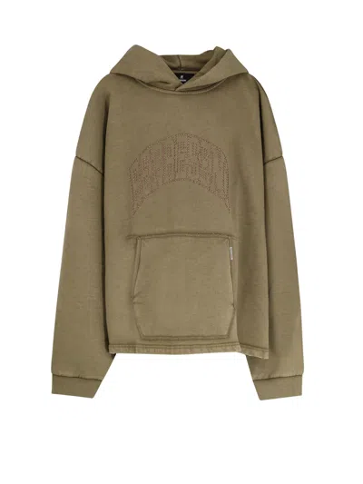 Represent Embellished Hoodie Cotton Sweatshirt In Green