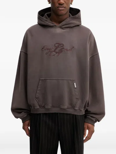 Represent Embroidered Hooded Sweatshirt In Gray