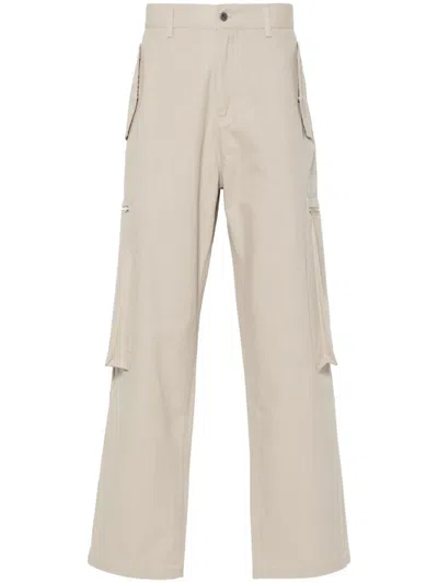Represent Embroidered-logo Cotton Trousers In Neutral