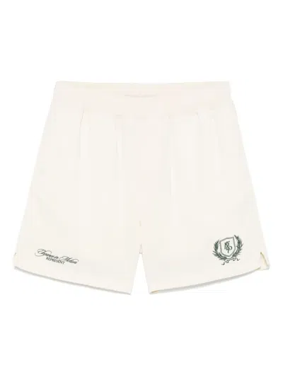 Represent Embroidered-logo Shorts In Antique White