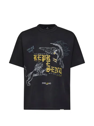 Represent Graphic-print Distressed-effect T-shirt In Black