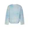 Represent Oversize Reversible Fade Out Distressed Wool Crewneck Sweater In Blue