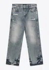 Represent Belt Loops Distressed Denim Trousers In Gray