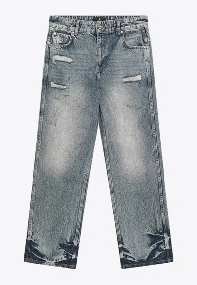 Represent Faded Straight-leg Jeans In Gray