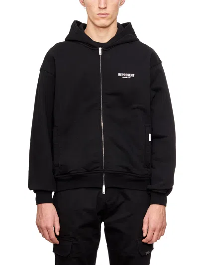 Represent Owners Club Zip Up Sweatshirt In Black