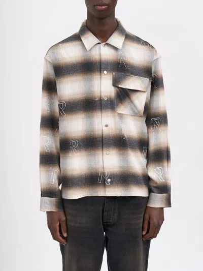 Represent Flannel Shirt With All-over Initials In Gray