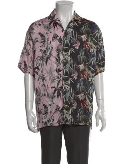 Pre-owned Represent Floral Print Short Sleeve Shirt In Black