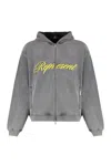 Represent Washed Grey Zip-up Sweatshirt In Black