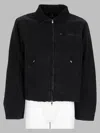 Represent Cropped Black Cotton Canvas Jacket With Zip Closure And Utility Pockets In Black