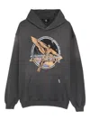 Represent Black Hoodie With Graphic Print On Front And Back And Faded Effect In Cotton Man In Gray