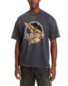 Represent Black Crew Neck T-shirt With Graphic Print On Front And Back And Faded Effect In Cotton Man In Gray