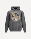 Represent Black Hoodie With Graphic Print On Front And Back And Faded Effect In Cotton Man In Gray