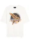 Represent White Crew Neck T-shirt With Graphic Print On Front And Back In Cotton Man In White