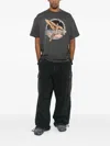 Represent Black Crew Neck T-shirt With Graphic Print On Front And Back And Faded Effect In Cotton Man In Gray