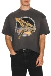 Represent Black Crew Neck T-shirt With Graphic Print On Front And Back And Faded Effect In Cotton Man In Gray