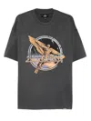 Represent Black Crew Neck T-shirt With Graphic Print On Front And Back And Faded Effect In Cotton Man In Black