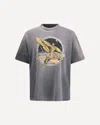 Represent Black Crew Neck T-shirt With Graphic Print On Front And Back And Faded Effect In Cotton Man In Gray