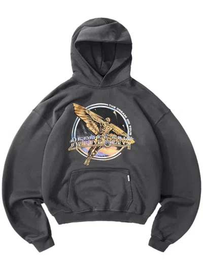 Represent Golden Winged Graphic Hoodie With Tour Location Details In Gray